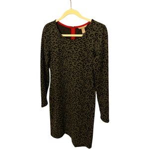 BANANA REPUBLIC Gray Animal Print Sweater Dress, Size 8